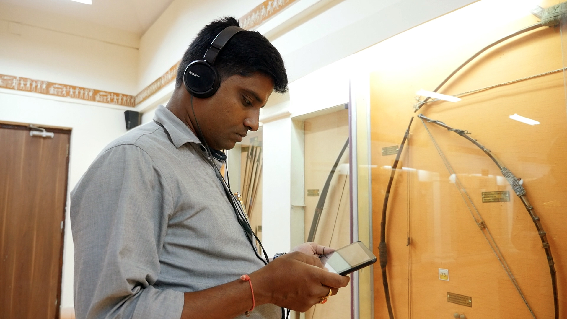 A visitor enjoying a Multimedia Tour